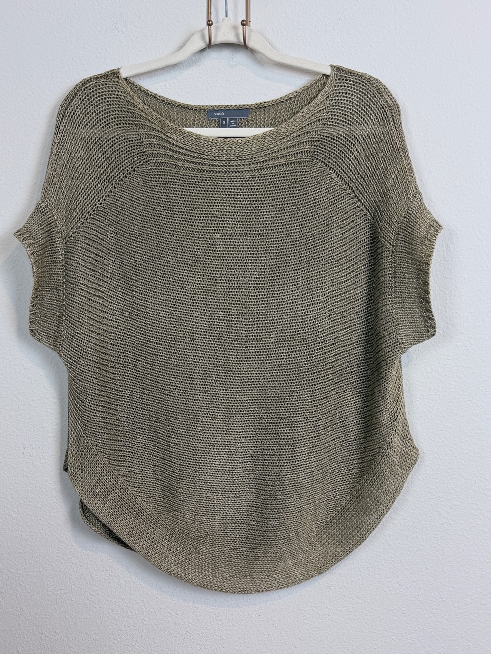 Vince Olive LinenScoop-Neck Knit Sweater S